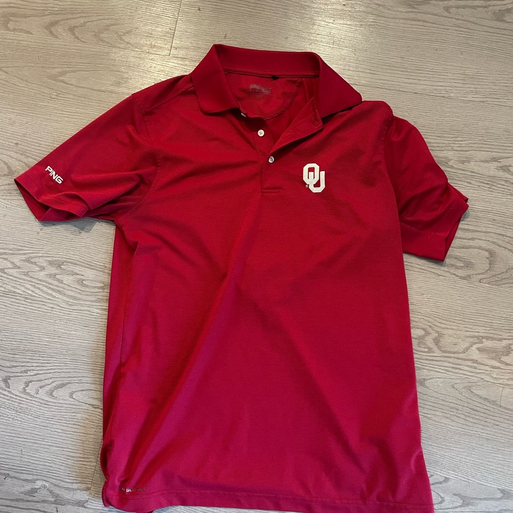OU Ping golf polo - crimson red - medium